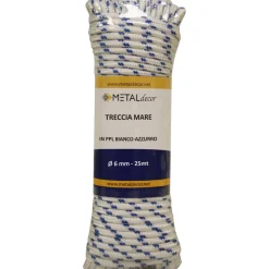 Treccia in polipropilene ø 6 mm x 25 mt bianca/azzurra