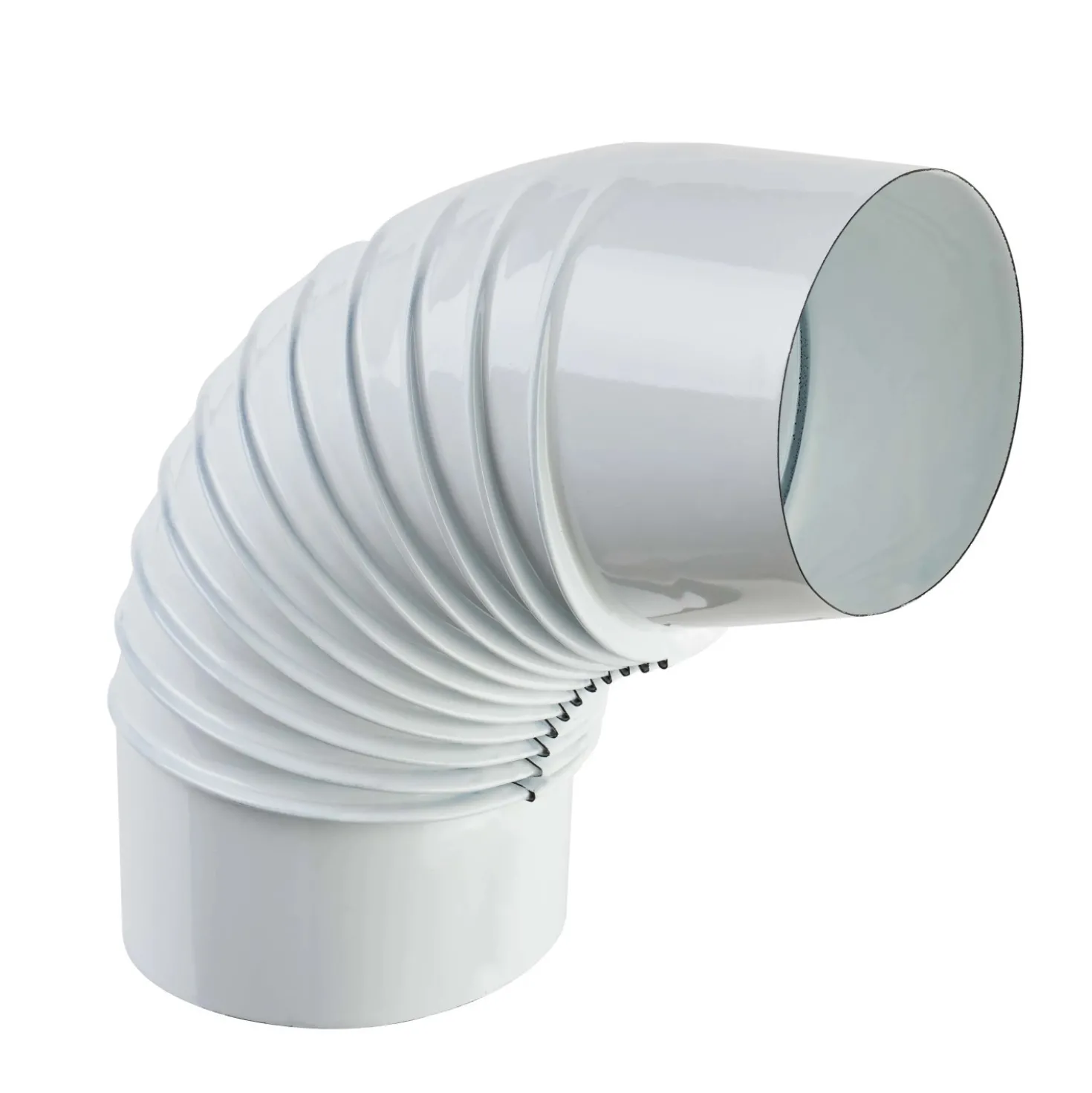 Tubo curva porcellanata pieghettata bianco 90° Ø 10 cm