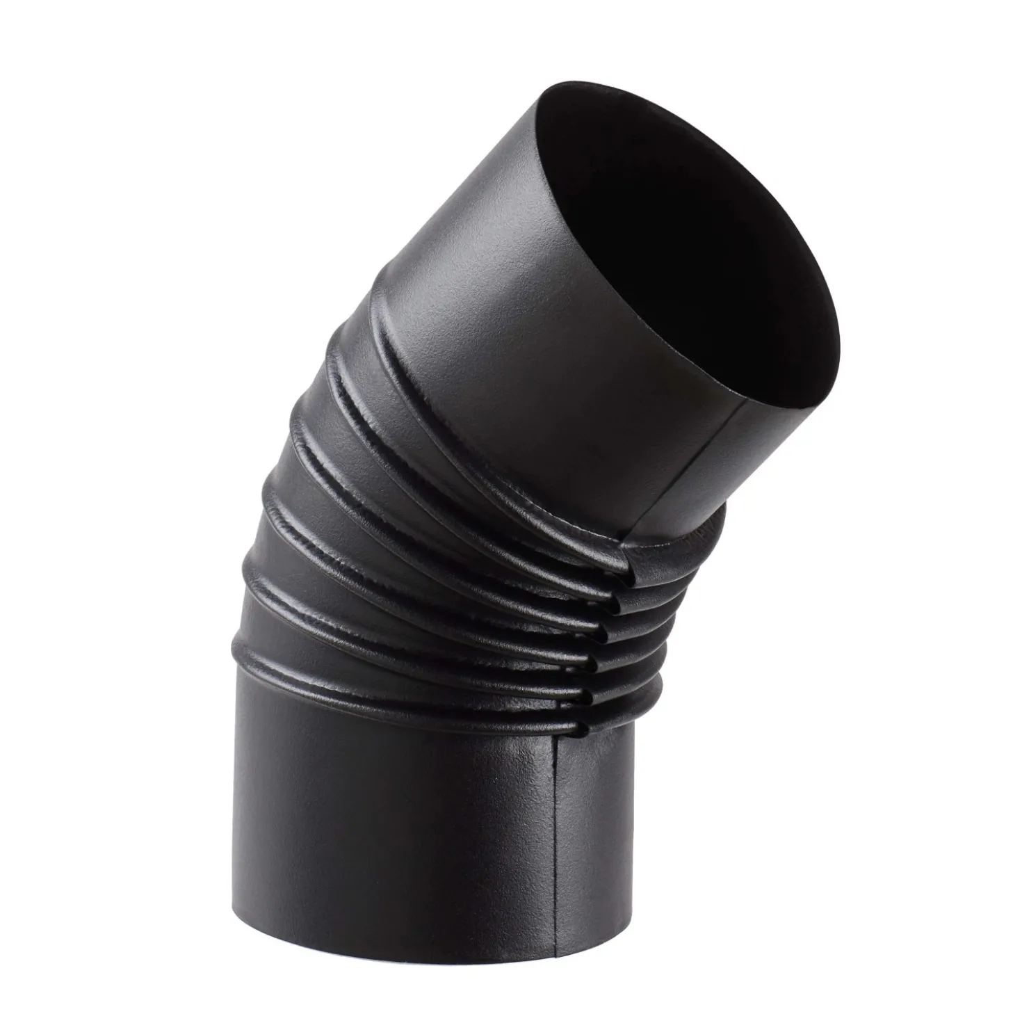 Tubo curva porcellanata pieghettata nero opaco 45° Ø 12 cm