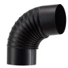 Tubo curva porcellanata pieghettata nero opaco 90° Ø 15 cm