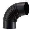 Tubo curva porcellanata pieghettata nero opaco 90° Ø 10 cm