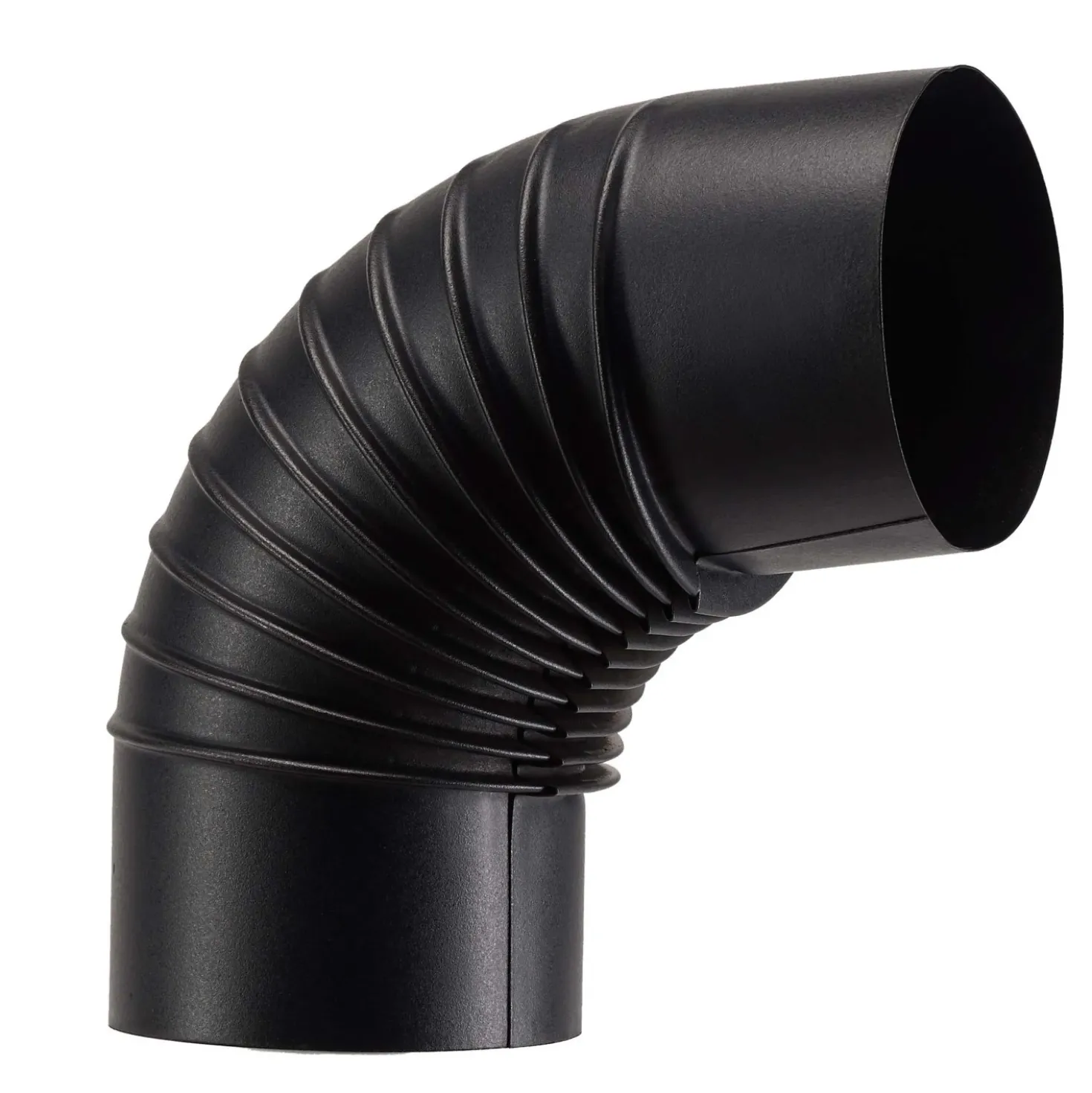 Tubo curva porcellanata pieghettata nero opaco 90° Ø 10 cm