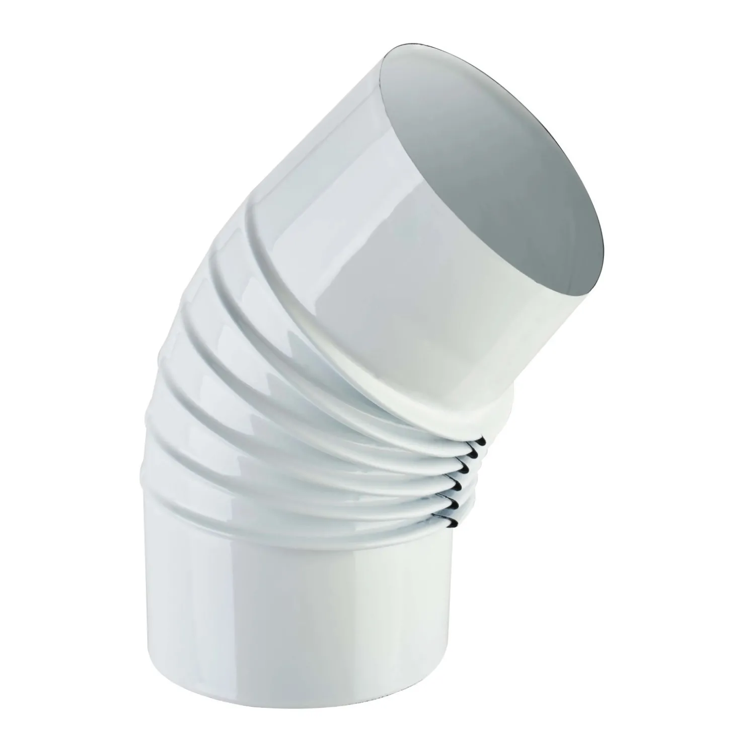 Tubo curva porcellanata pieghettata bianco 45° Ø 12 cm