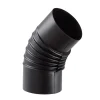 Tubo curva porcellanata pieghettata nero opaco 45° Ø 10 cm