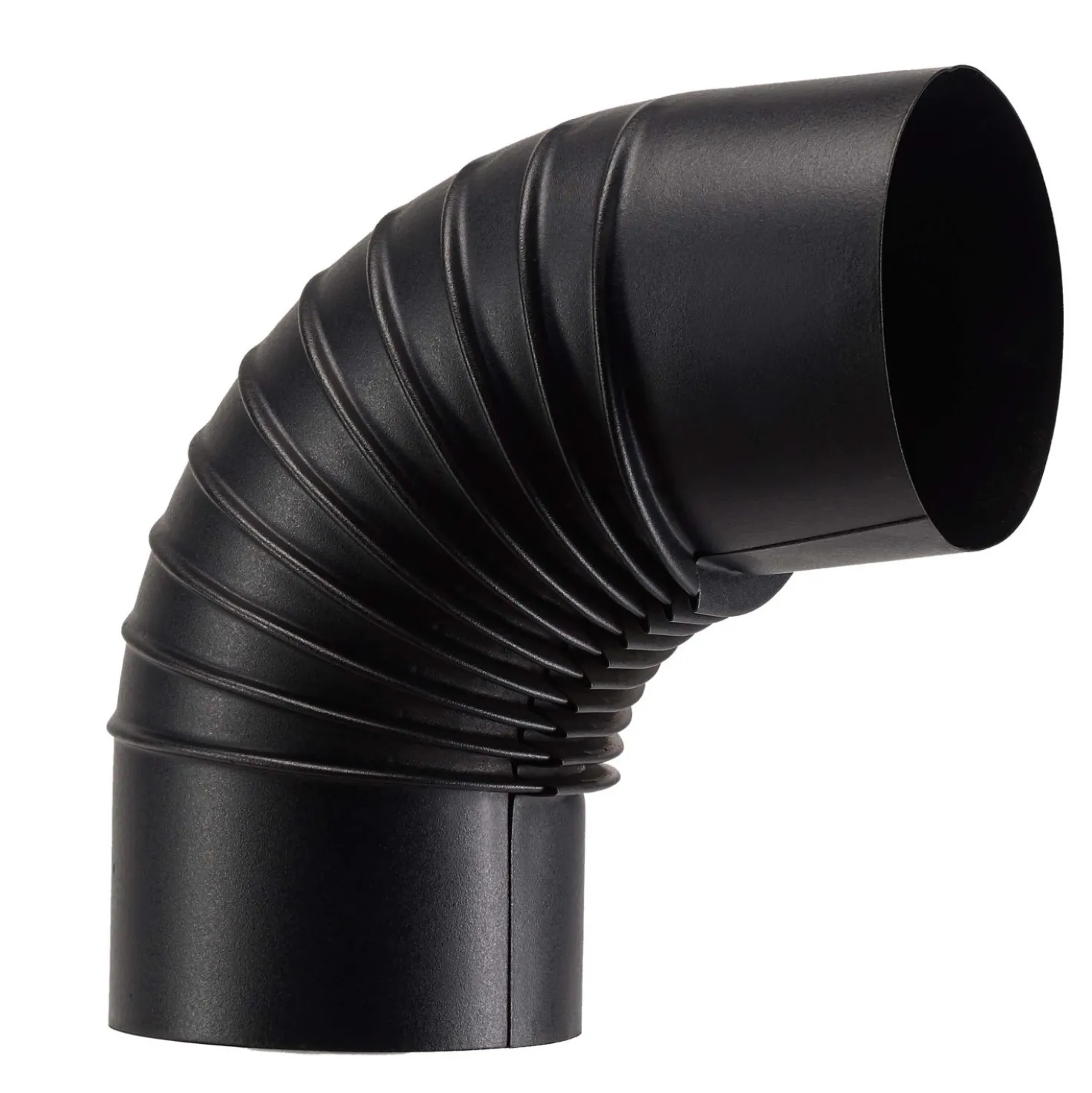 Tubo curva porcellanata pieghettata nero opaco 90° Ø 13 cm