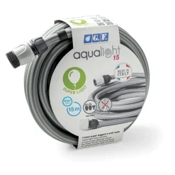 Tubo irrigazione anti-torsione AQUALIGHT 15 m x Ø 19 mm grigio