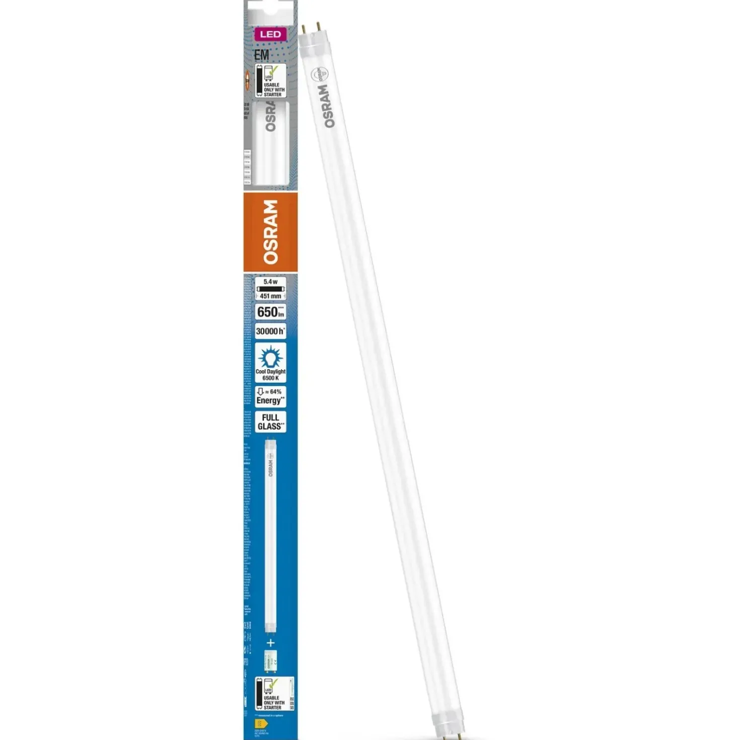 Tubo LED Osram T8 15 EM 438 mm 5.4 W 650 lm 6500 K