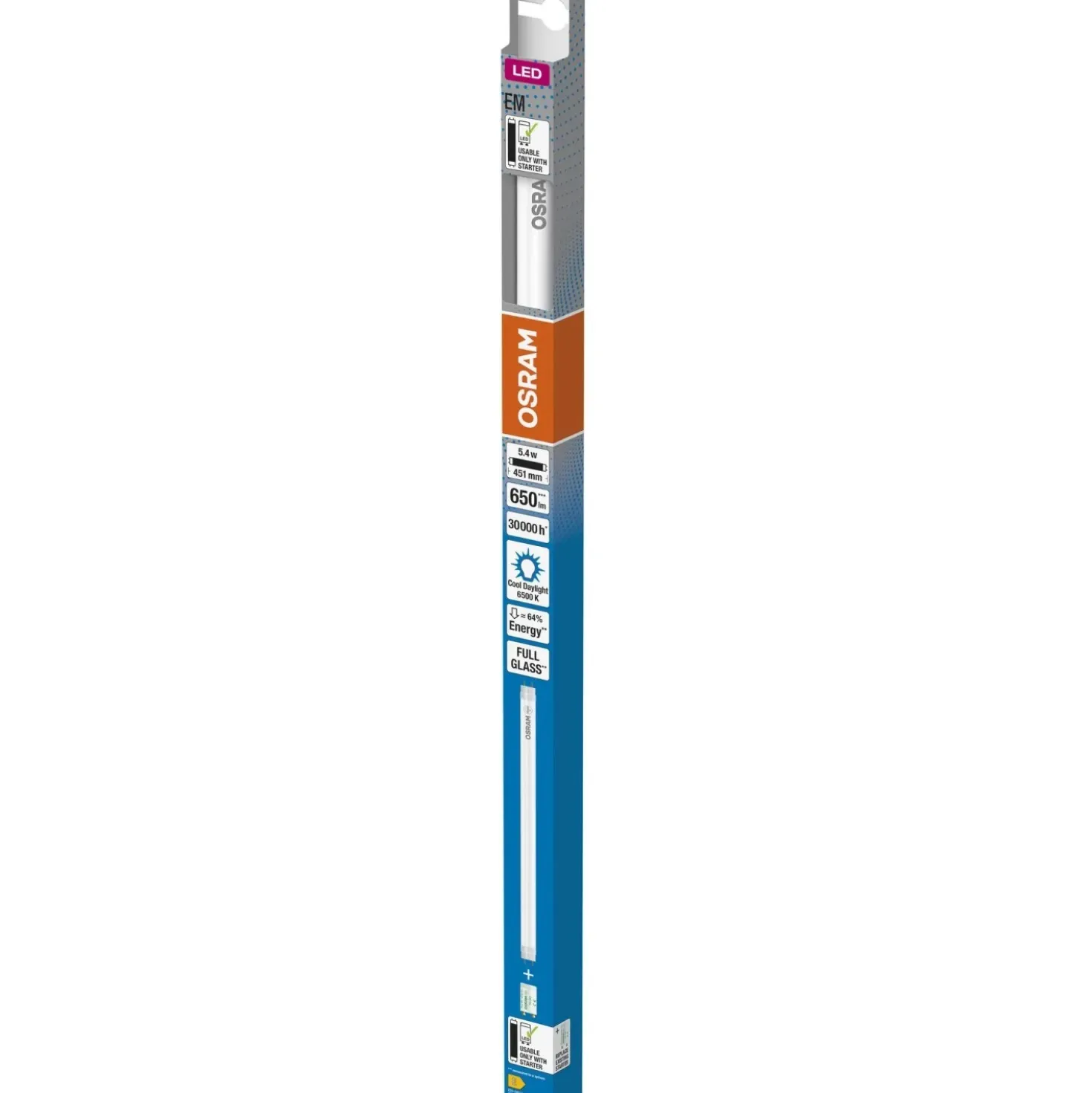 Tubo LED Osram T8 15 EM 438 mm 5.4 W 650 lm 6500 K