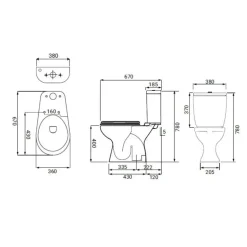 Vaso a terra Lake WC monoblocco scarico a pavimento bianco
