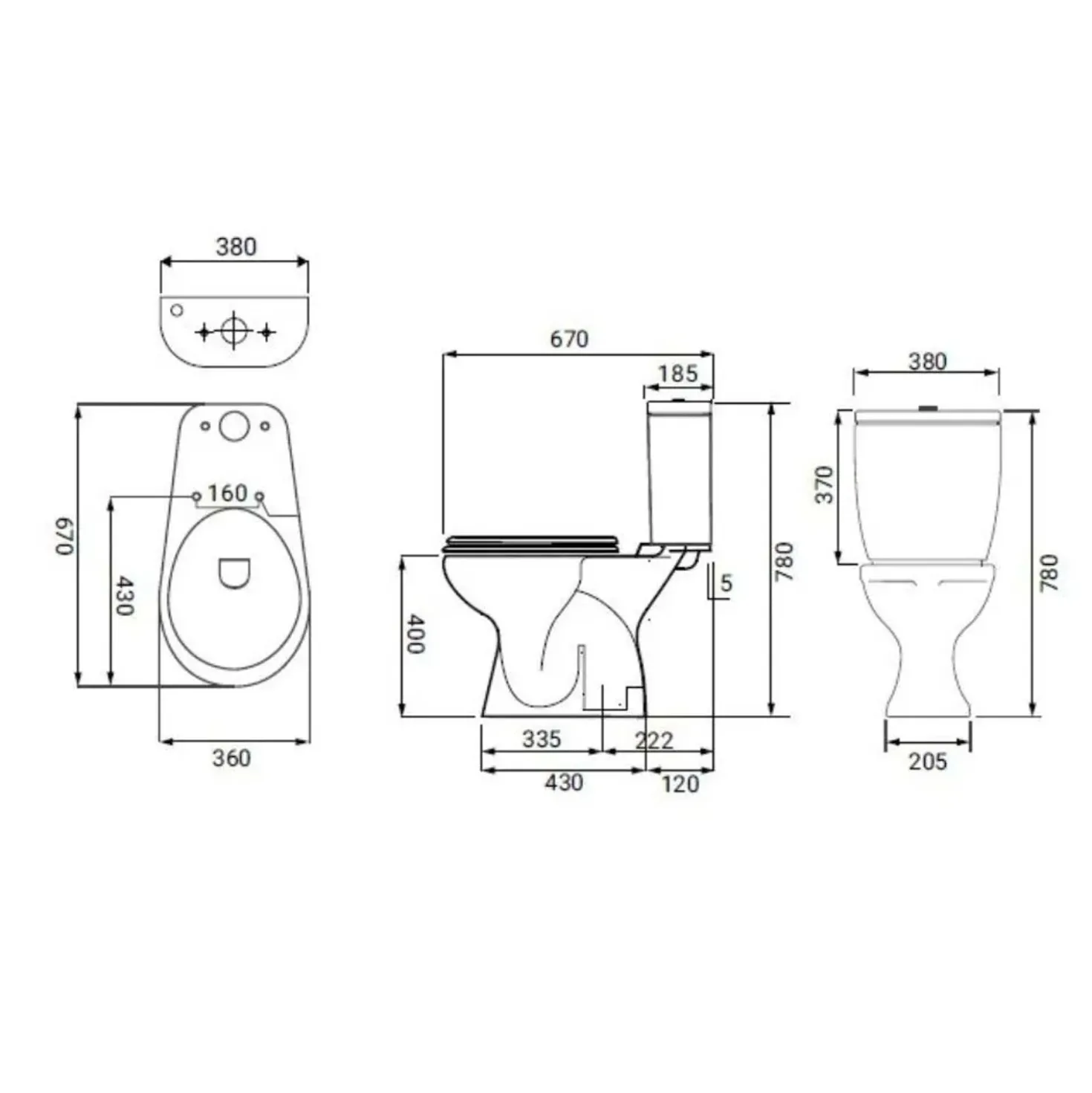 Vaso a terra Lake WC monoblocco scarico a pavimento bianco