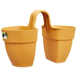 Vaso da ringhiera Elho Vibia Campana Flower Twin 21x38x26,5 cm giallo miele