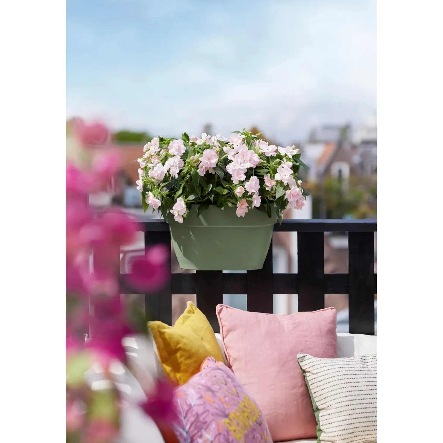 Vaso da ringhiera Flower Bridge Elho Vibia Campana 39x26x22 cm antracite