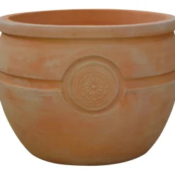 Vaso in terracotta con decoro rosone 48x48x35 cm