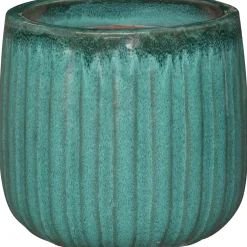 Vaso per piante ceramica smaltata 36x32.5 cm verde