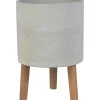 Vaso per piante in cemento con treppiedi 24x24x35 cm grigio