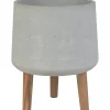 Vaso per piante in cemento grigio con treppiedi 28x28x34 cm