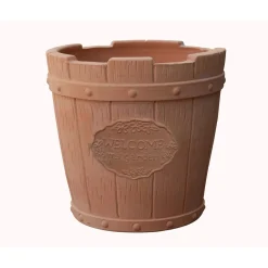 Vaso terracotta tondo "Welcome" 19x19x18 cm