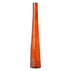 Vaso vitro monofiore in vetro scatola avana Ø9xH55 cm ambra