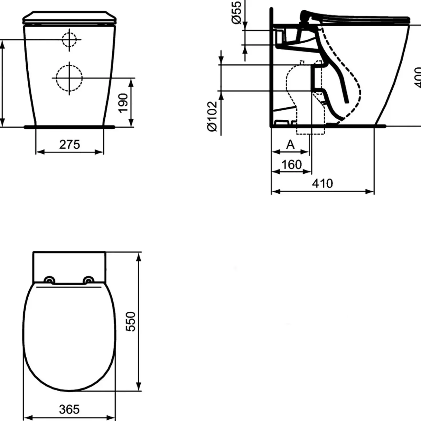 Vaso wc filo muro Ideal Smart Ideal Standard