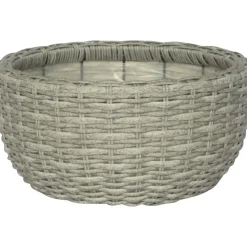 Vassoio per piantine decorativo wicker grigio chiaro Ø 35 x 17 cm