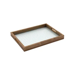 Vassoio rettangolare con base in gomma 40x30x4 cm marrone