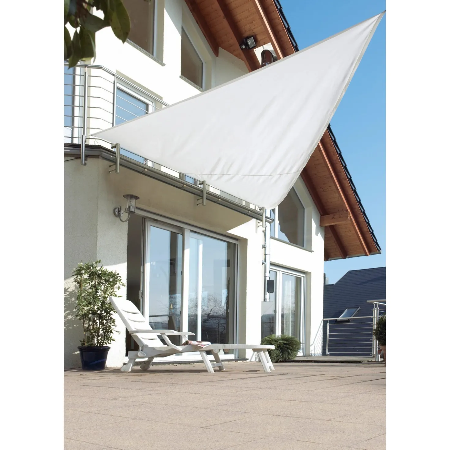 Vela ombreggiante triangolare 5x3,6x3,6 m bianca