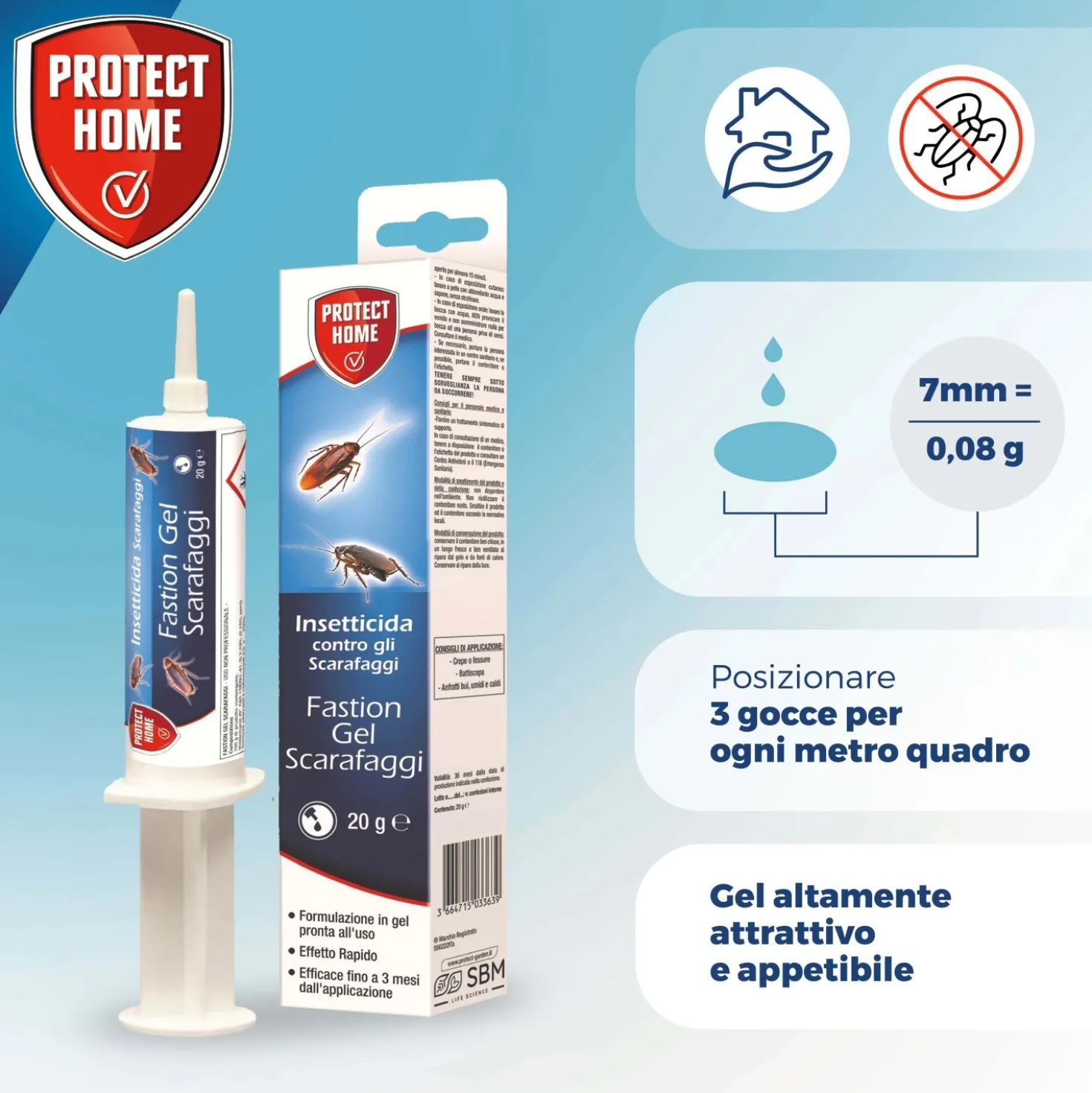 Veleno scarafaggi Protect Home Fastion Gel 20 g