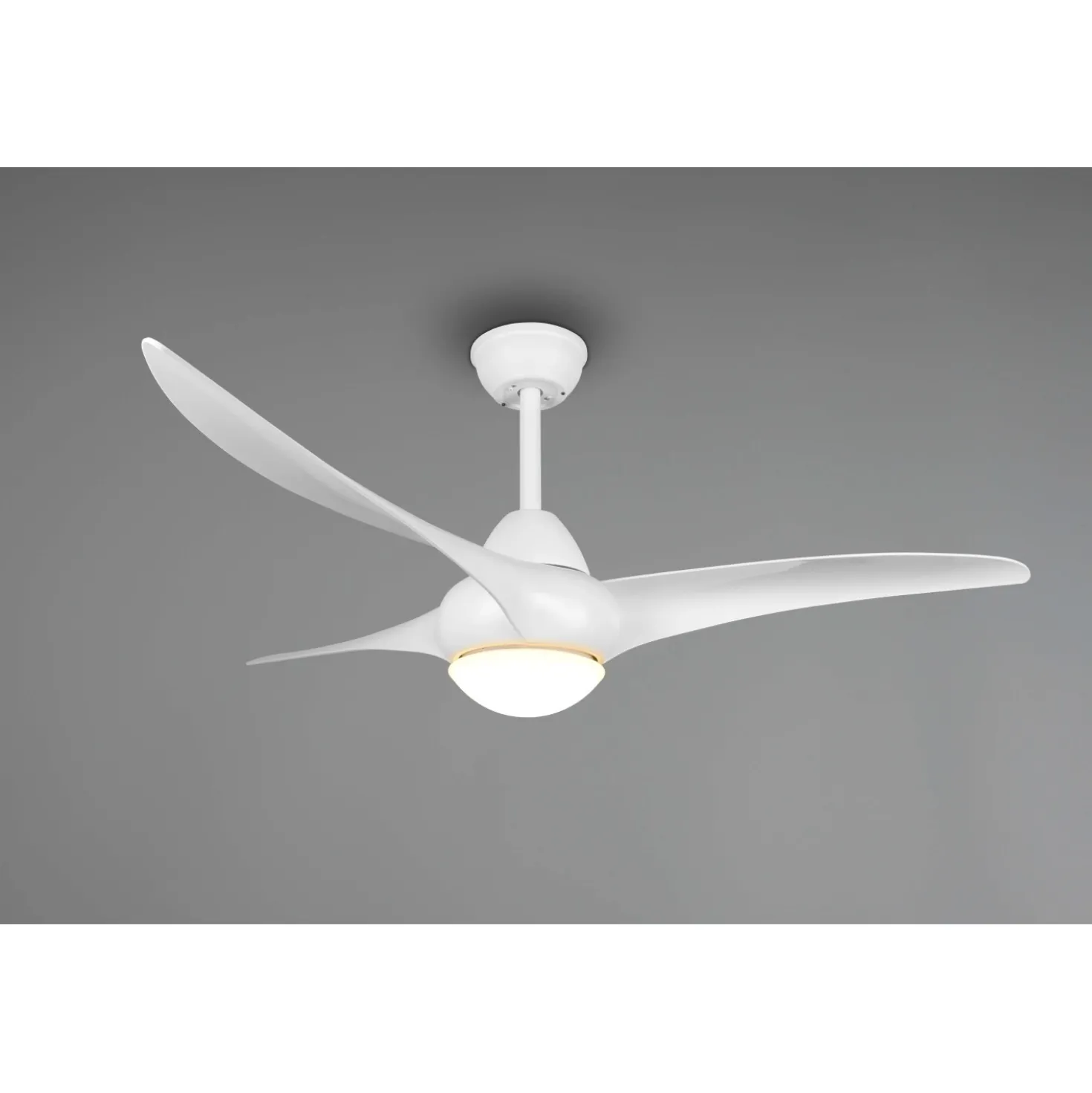 Ventilatore a soffitto plafoniera LED 3 pale 3 velocità Ø 115 cm bianco