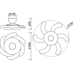 Ventilatore da soffitto con luce LED 24W Flower ventilatore 24W bianco