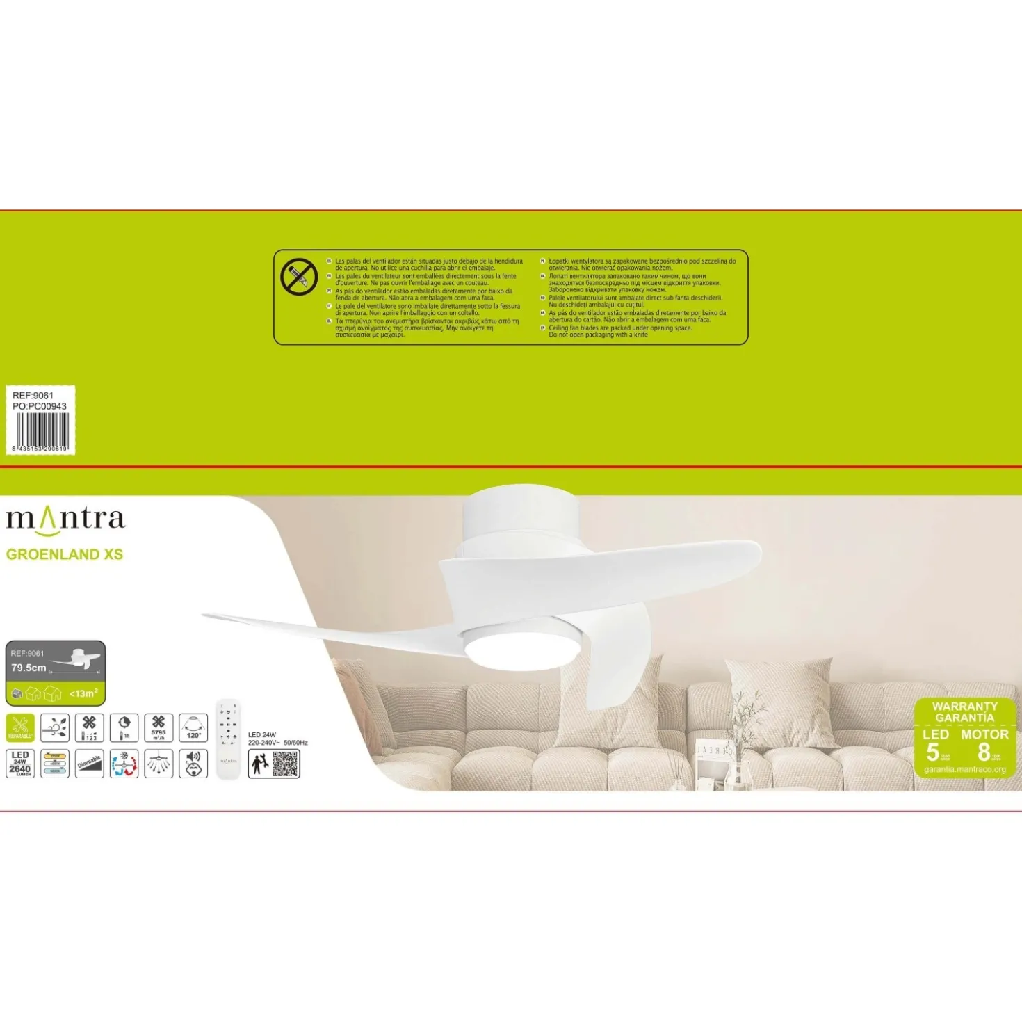 Ventilatore da soffitto con luce LED Groeland 2640 lm 3000/5000 K Ø 79,5x21 cm