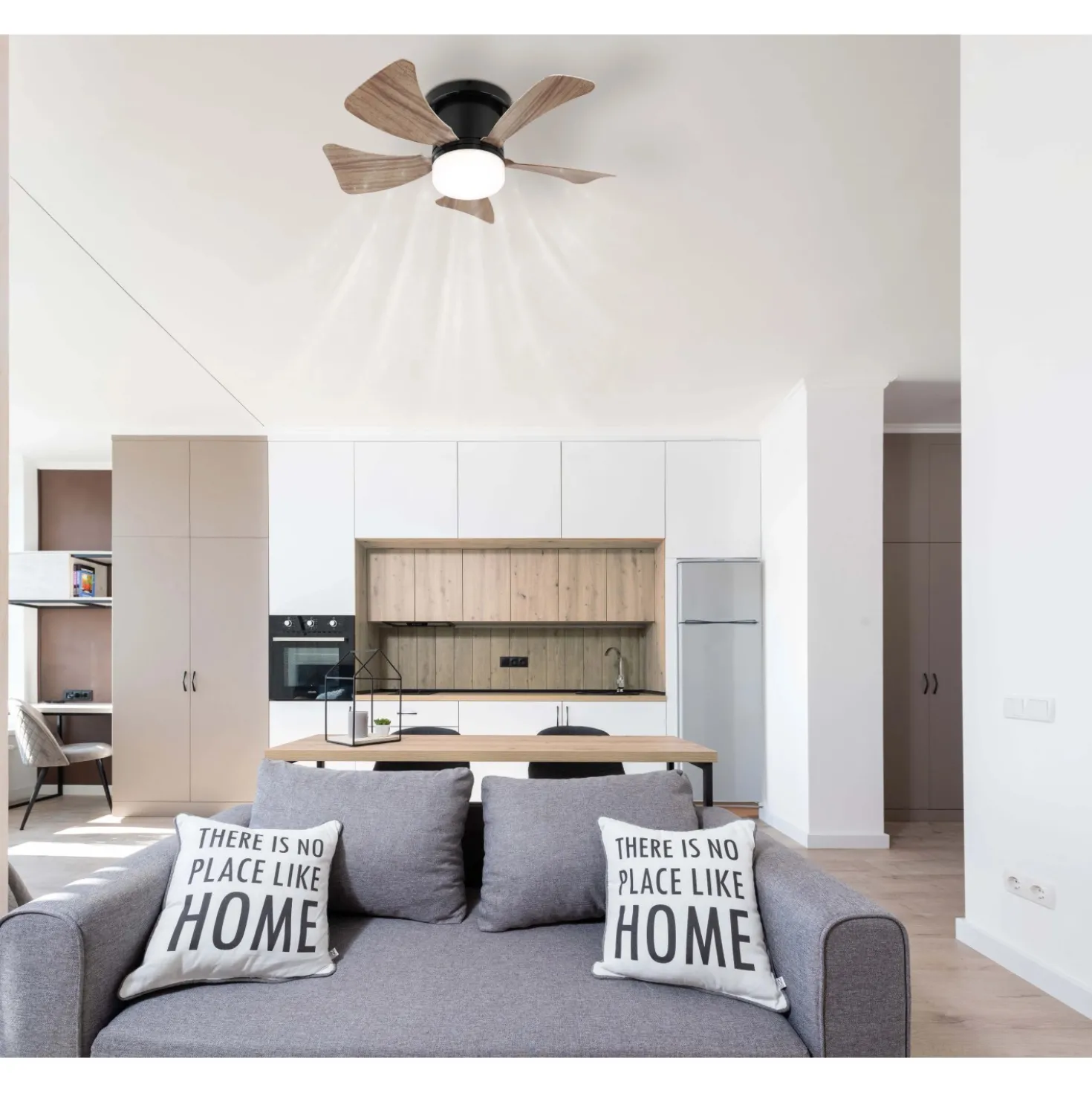 Ventilatore da soffitto con luce LED dimmerabile Ø 40,6 cm eff legno