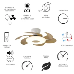 Ventilatore da soffitto luce LED 24W Flower ventilatore 24W bianco/beige