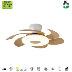 Ventilatore da soffitto luce LED 24W Flower ventilatore 24W bianco/beige