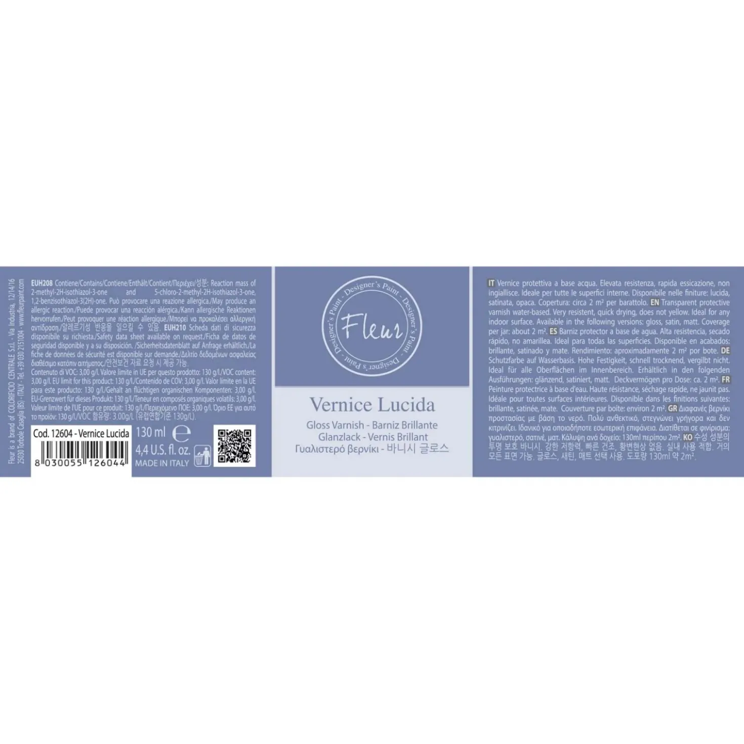 Vernice all`acqua Fleur V01 trasparente lucida 130 ml