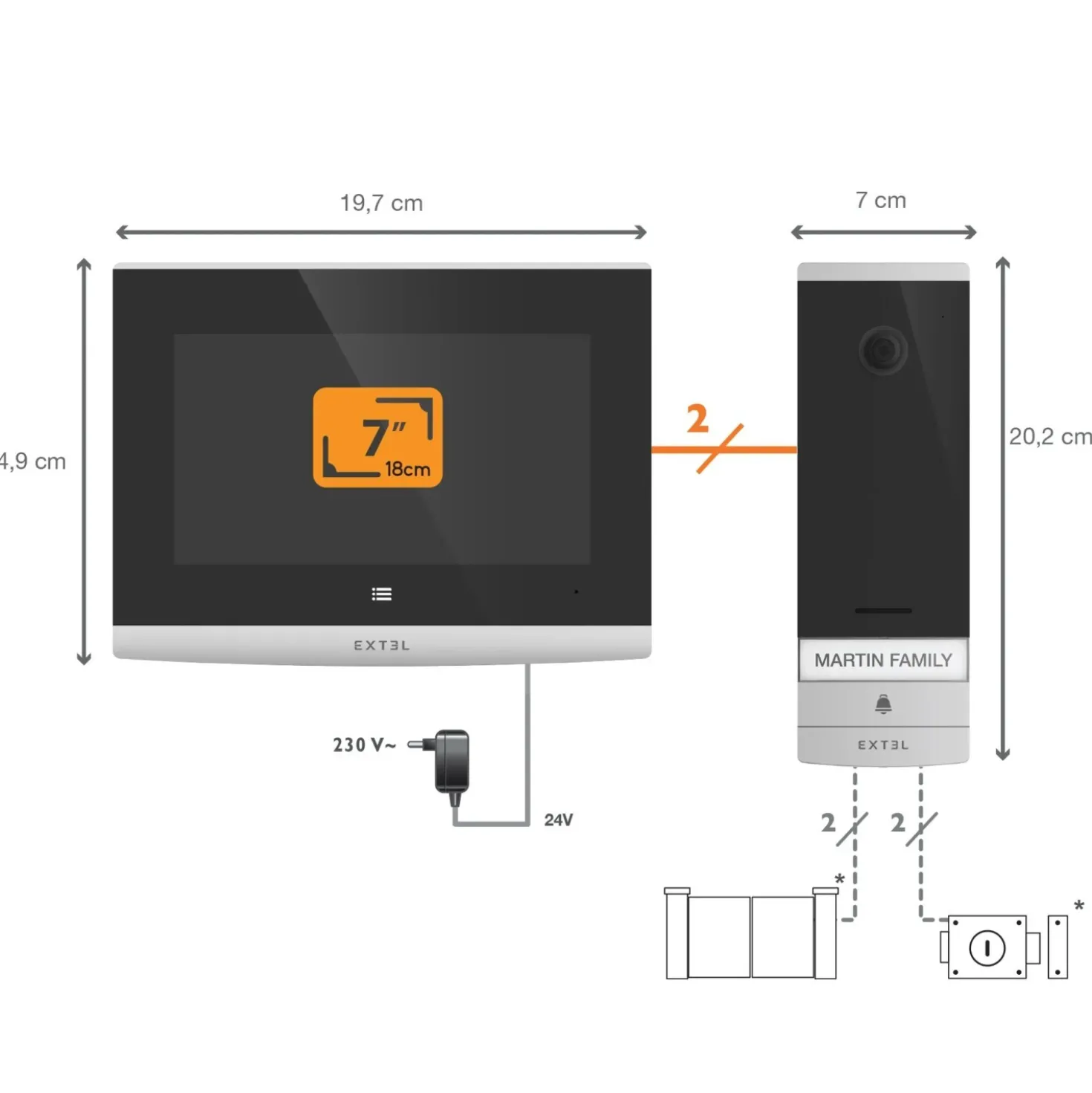 Videocitofono Wi-Fi Connesso Extel Connect 2 Smart Home 7`` 2 Fili