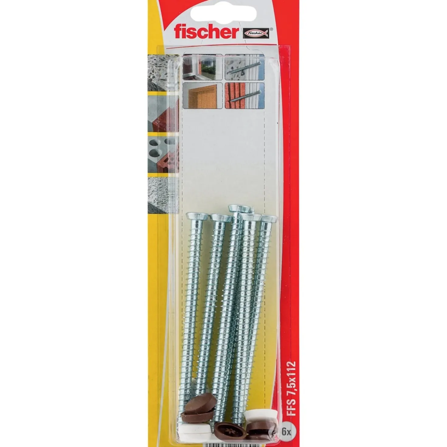 Vite in acciaio Fischer per muro FFS 7,5 x 112 mm 6 pz