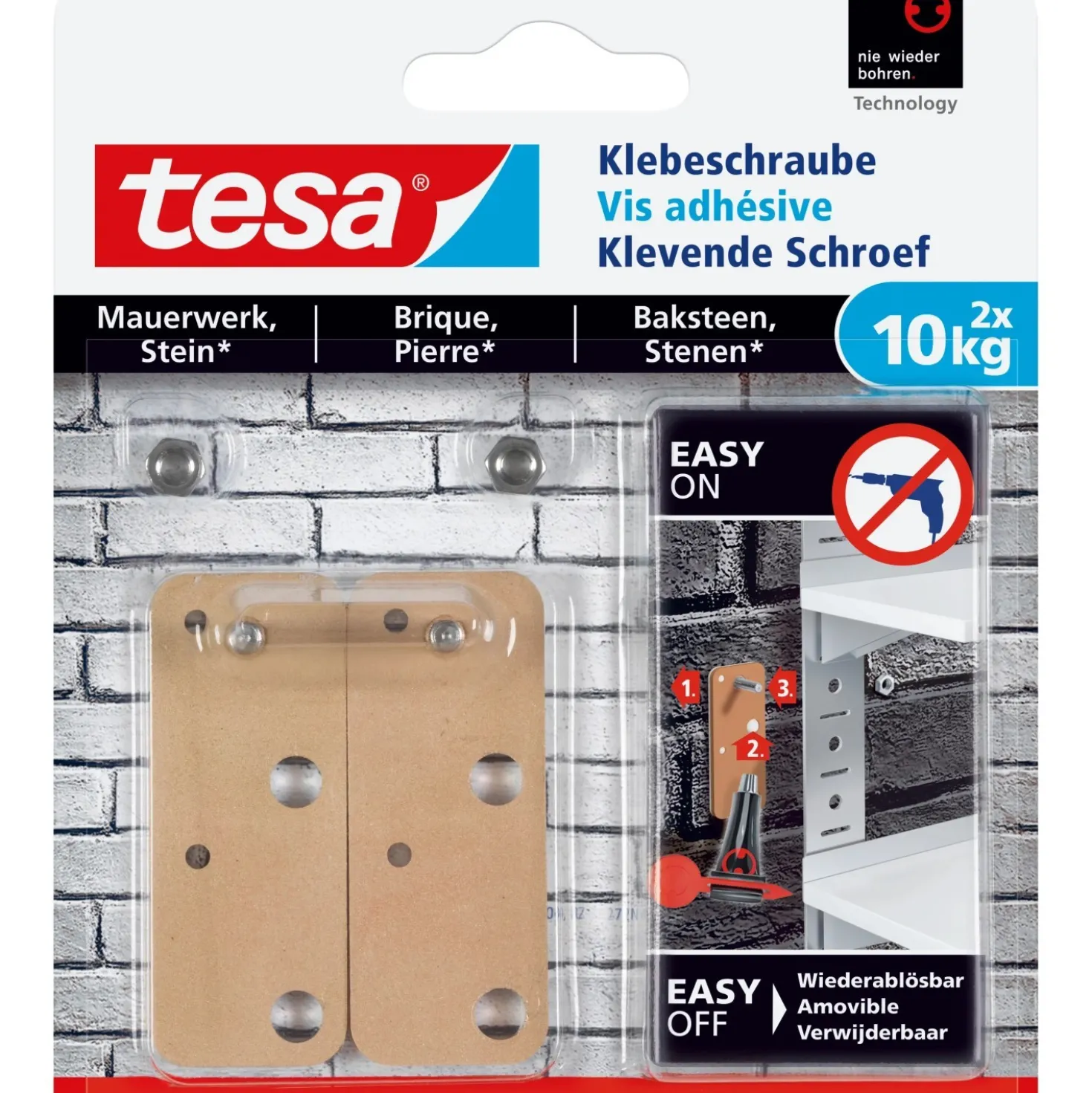 Vite rettangolare adesiva Tesa per muratura e pietra max. 10 kg