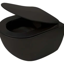 WC sospeso a parete Artemides con sedile senza bordo 36x35,5 cm nero
