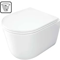 WC sospeso Genio sedile senza bordo e lavaggio a vortice 36x31 cm bianco