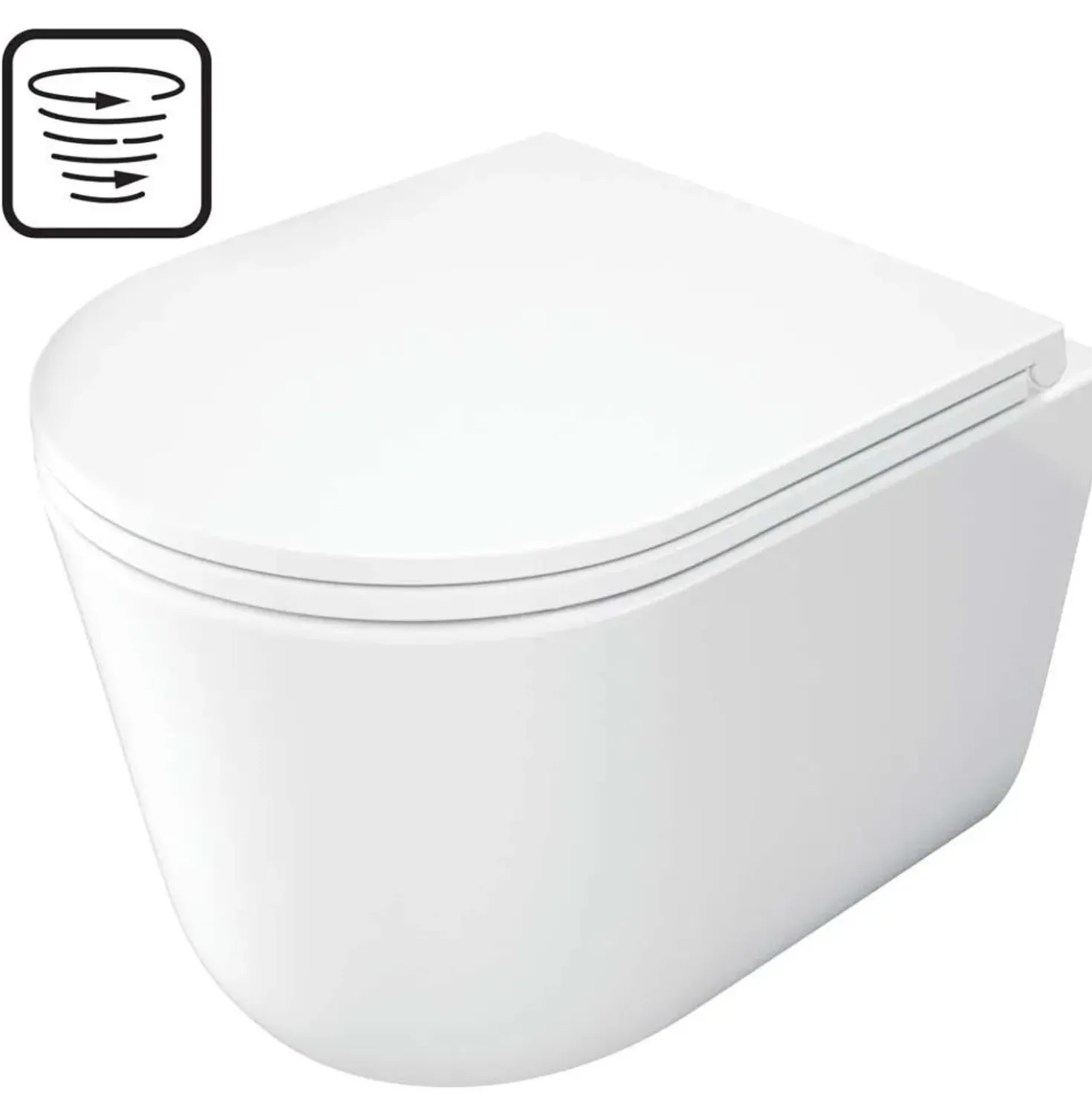 WC sospeso Genio sedile senza bordo e lavaggio a vortice 36x31 cm bianco