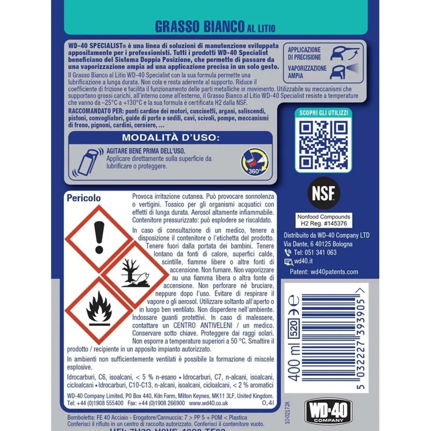 WD-40 Grasso Specialist da 400 ml, tipo Litio
